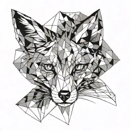 Fox head frontal black white tattoo design idea