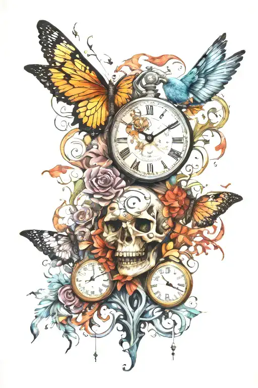 divine timing tattoo design idea