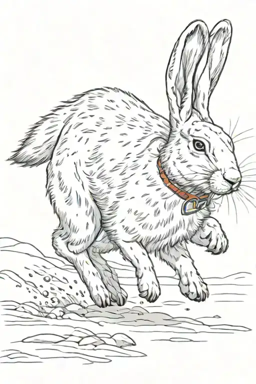 arctic hare with dog collar, running tattoo design idea