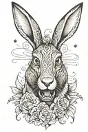 hare with canine teeth tattoo design idea