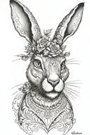hare with canine teeth tattoo design idea