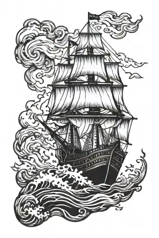 burn the ships going to shore tattoo design idea