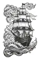 burn the ships going to shore tattoo design idea