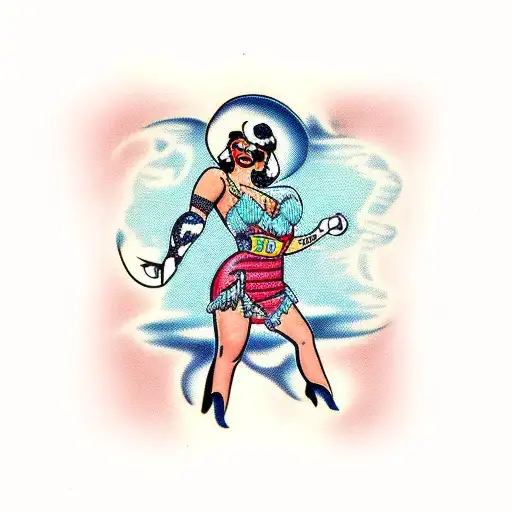 disco pinup tattoo design idea
