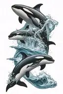 Orca breaching ocean surface tattoo design idea