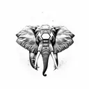elephant head with mountain tattoo design idea