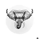 elephant head with mountain tattoo design idea