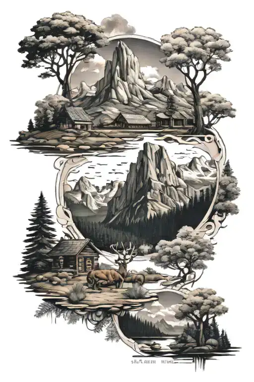 National parks design inspired tattoo design idea