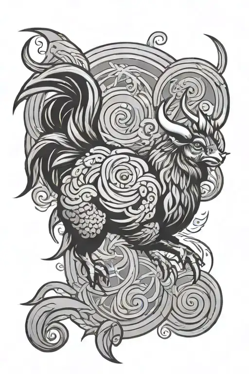 taurus zodiac sign water element year of the rooster tattoo design idea