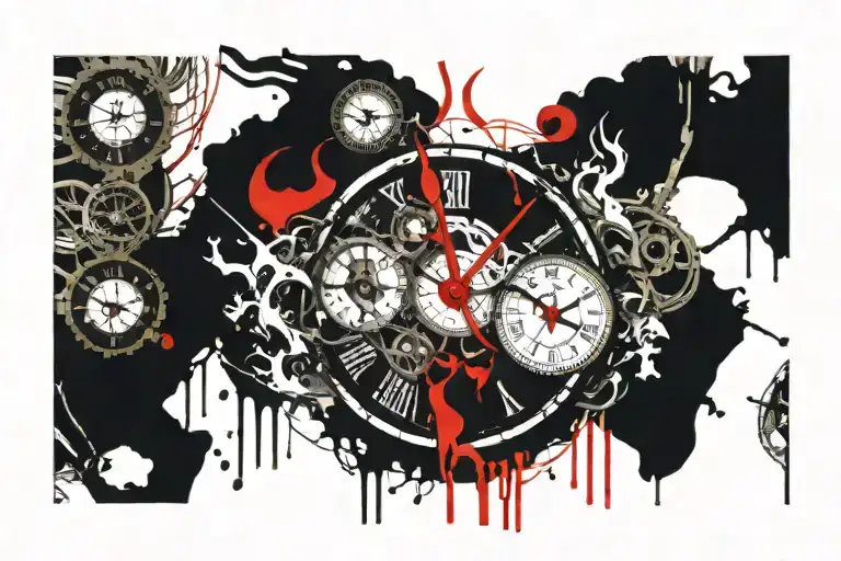 A clock with hands pointing to the time of birth and time of death, symbolizing the cycle of life tattoo design idea