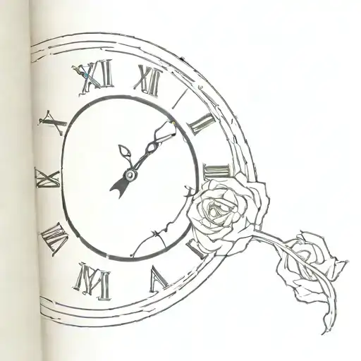 A clock with hands pointing to the time of birth and time of death, symbolizing the cycle of life tattoo design idea