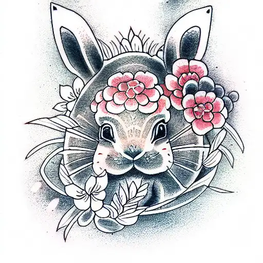 bunny tattoo design idea
