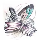 bunny and butterflies tattoo design idea