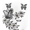 bunny and butterflies tattoo design idea