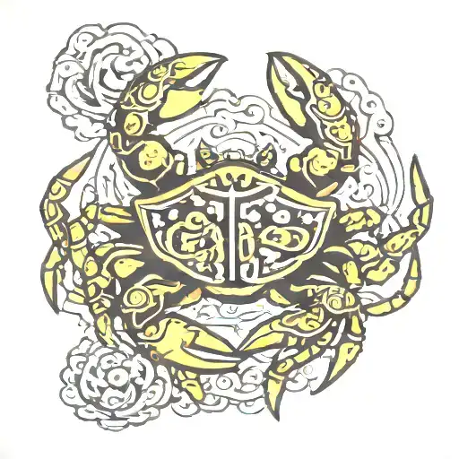crab watch with name tattoo design idea
