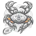 crab watch with name tattoo design idea