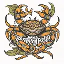 crab watch with name tattoo design idea