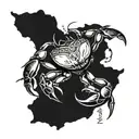 crab watch with name tattoo design idea