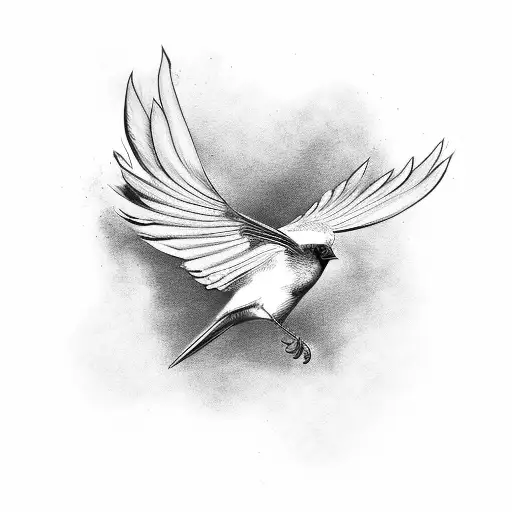 bird mid flight tattoo design idea