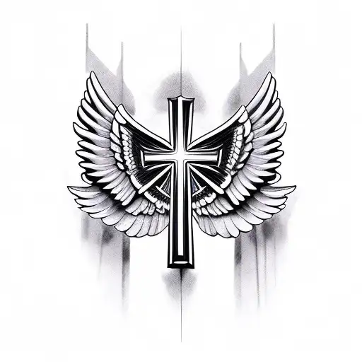 cross with wings  tattoo design idea