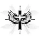 cross with wings  tattoo design idea