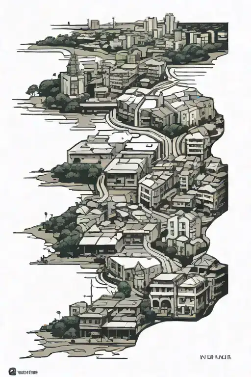 The skyline and streets of Ho chi minh city shaping the silhuette of vietnam tattoo design idea