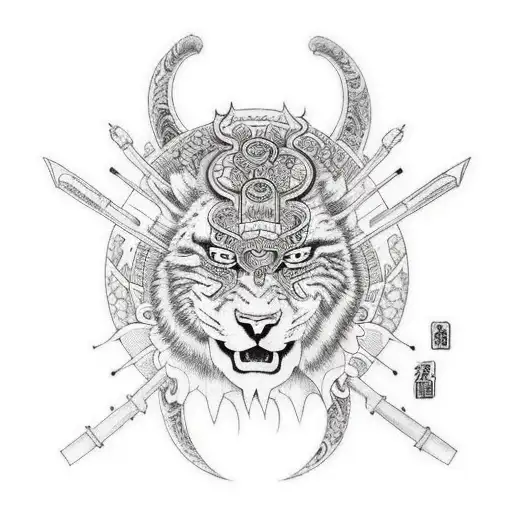 A powerful warrior embracing the present moment tattoo design idea