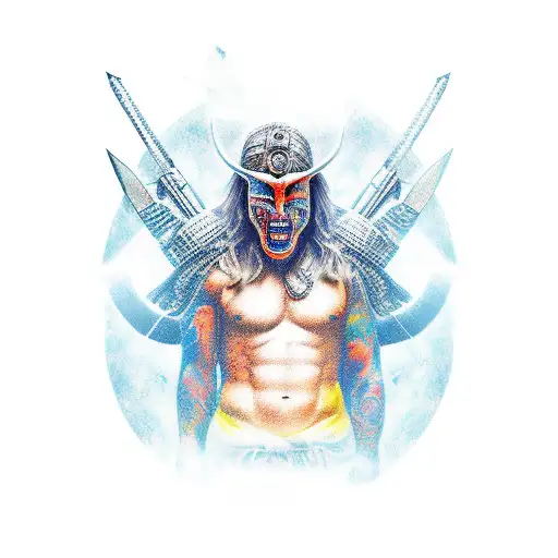 A powerful warrior embracing the present moment tattoo design idea