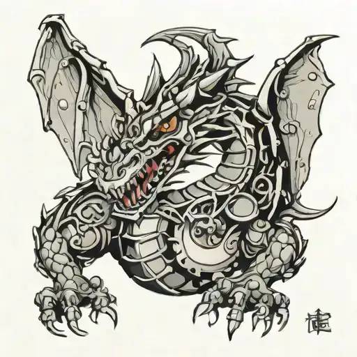 mechanical dragon tattoo design idea