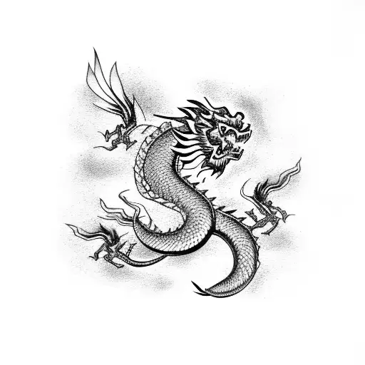 rectangular tattoo with chinese dragon inside  tattoo design idea