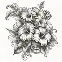 hibiscus flowers with a soccer ball surrounded tattoo design idea