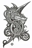 HAMMERHEAD WITH TRIDENT tattoo design idea