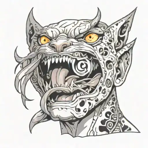 ahegao face tattoo design idea