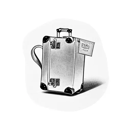 A pool table with a leprechaun playing and a travel suitcase beside it tattoo design idea