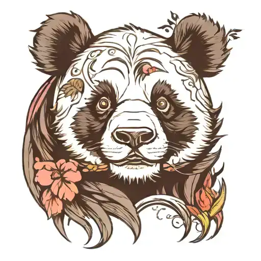 panda face tattoo design idea