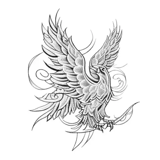 ukrainian embroidery with phoenix tattoo design idea