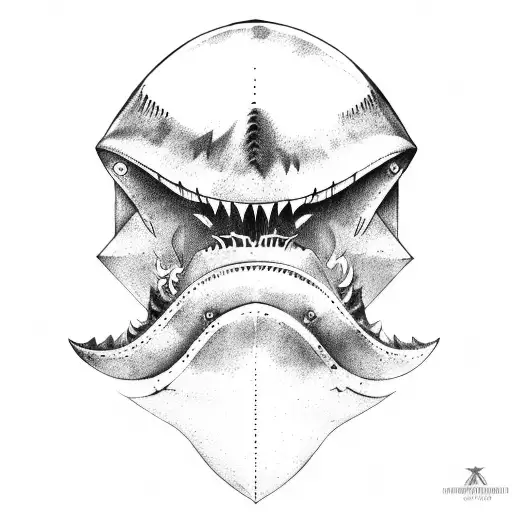 Megalodon shark jaw and diver helmet  tattoo design idea