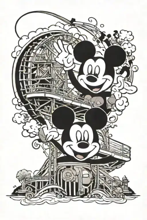 rollercoaster, Mickey Mouse, Lego, musicals tattoo design idea