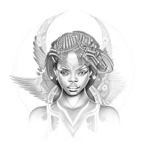 African American angel tattoo design idea