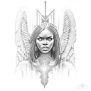 African American angel tattoo design idea
