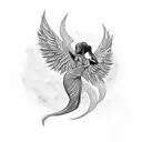 African American angel tattoo design idea