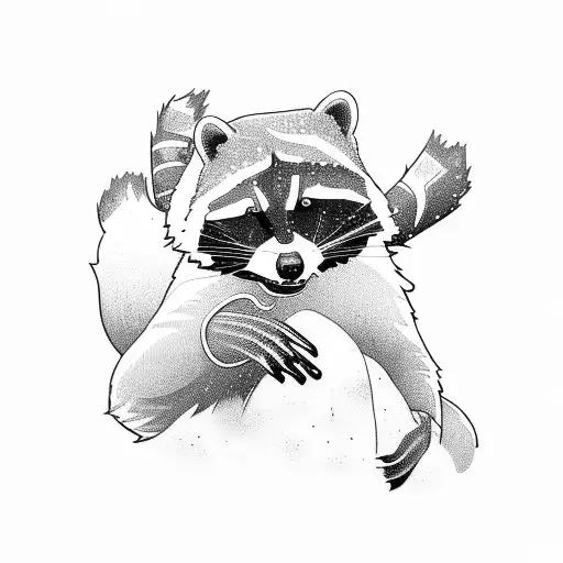 racoon snowboarding  tattoo design idea
