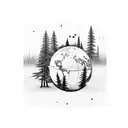 Forest, Bear, Buttons, Globe - show the world and universe tattoo design idea