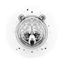 Forest, Bear, Buttons, Globe - show the world and universe tattoo design idea