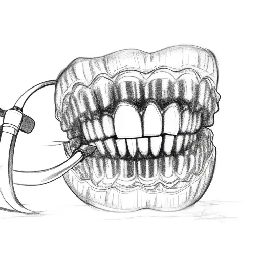 A sketch of a dentist performing dental work on a football tattoo design idea