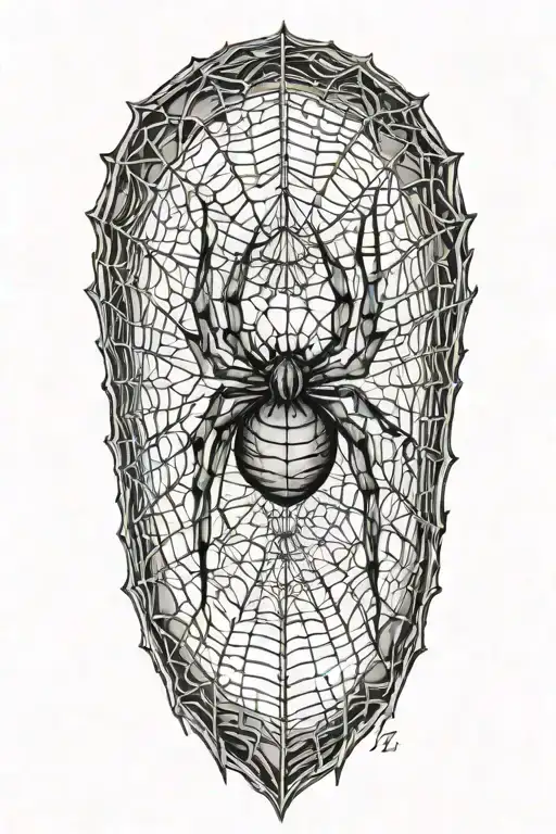 spider and web tattoo design idea