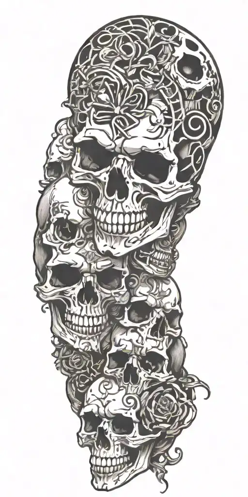 Incorporate elements of heavy metal music, such as guitars or skulls, into a blackwork design tattoo design idea