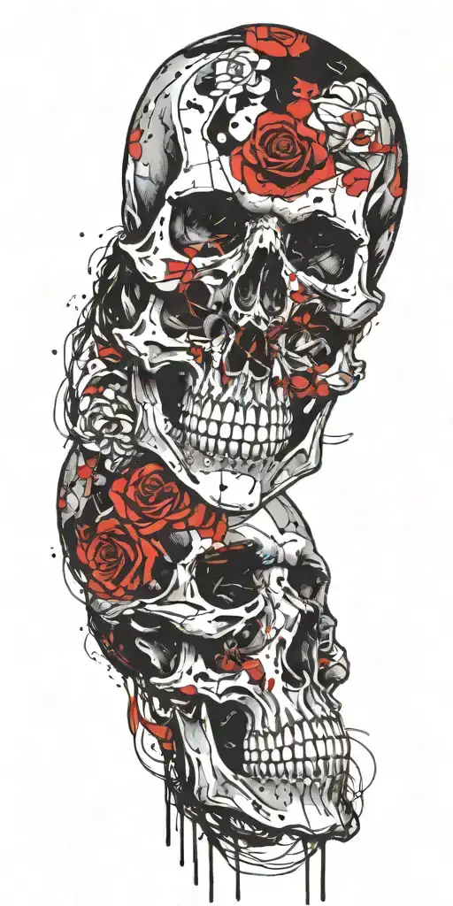 black and red skull tattoo design idea