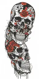 black and red skull tattoo design idea