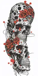 black and red skull tattoo design idea